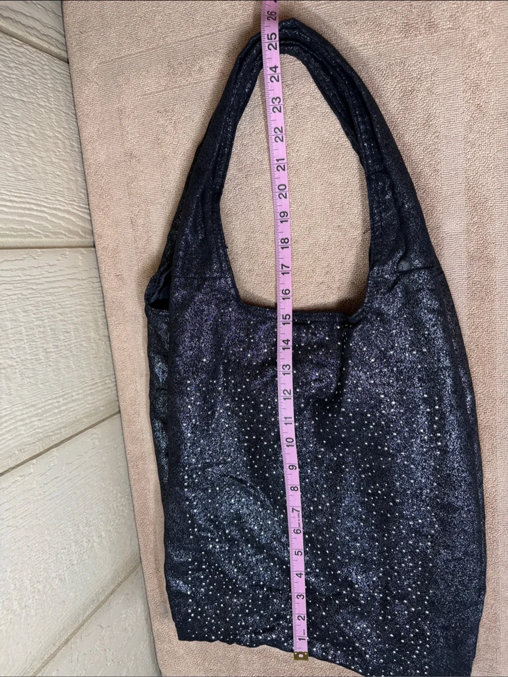 SWEET CAKES Y2K Shimmer Rhinestone Slouchy Hobo Shoulder Bag Starry Night